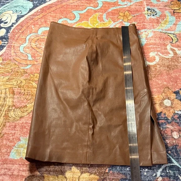 Theory Brown Leather Pencil Skirt - Picture 2 of 5